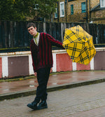 Load image into Gallery viewer, ANATOLE - Yellow Tweed Gingham micro umbrella

