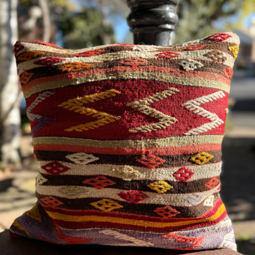 Hand Embroidered Traditional Motif Cushion Cover - Su Yolu Nazarlik Goz