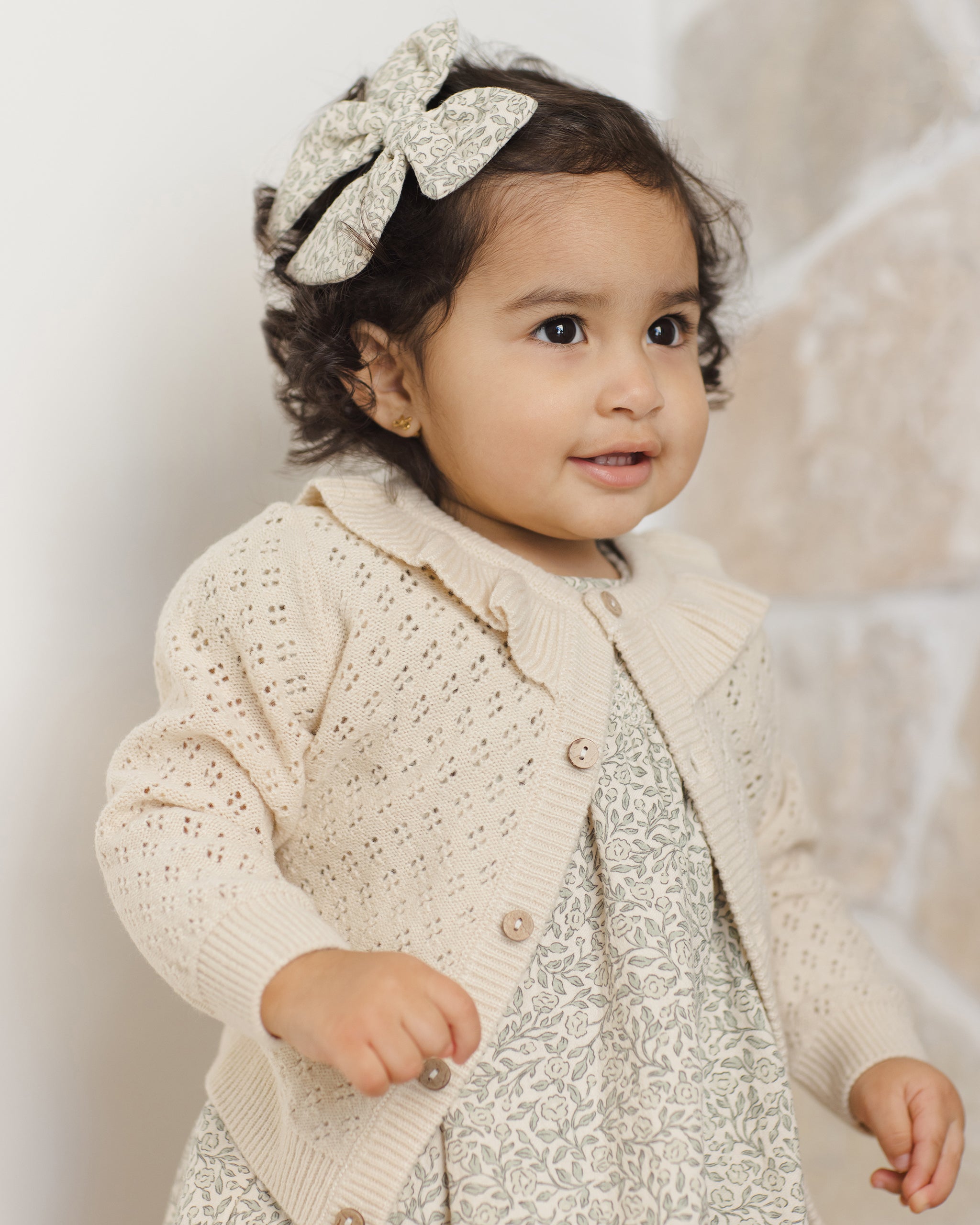 Quincy Mae RUFFLE COLLAR CARDIGAN || NATURAL
