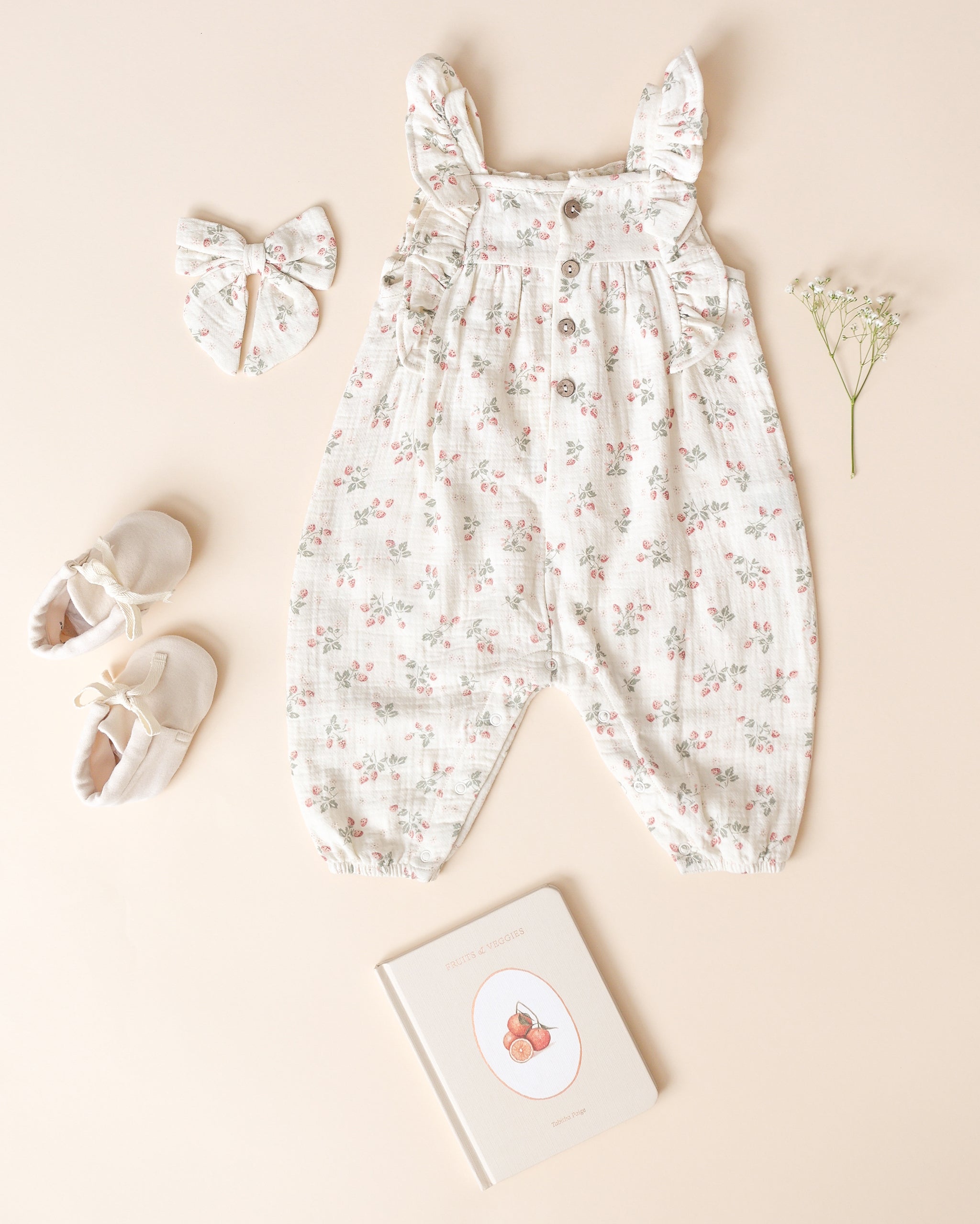 Quincy Mae NOVA ROMPER || STRAWBERRIES IVORY