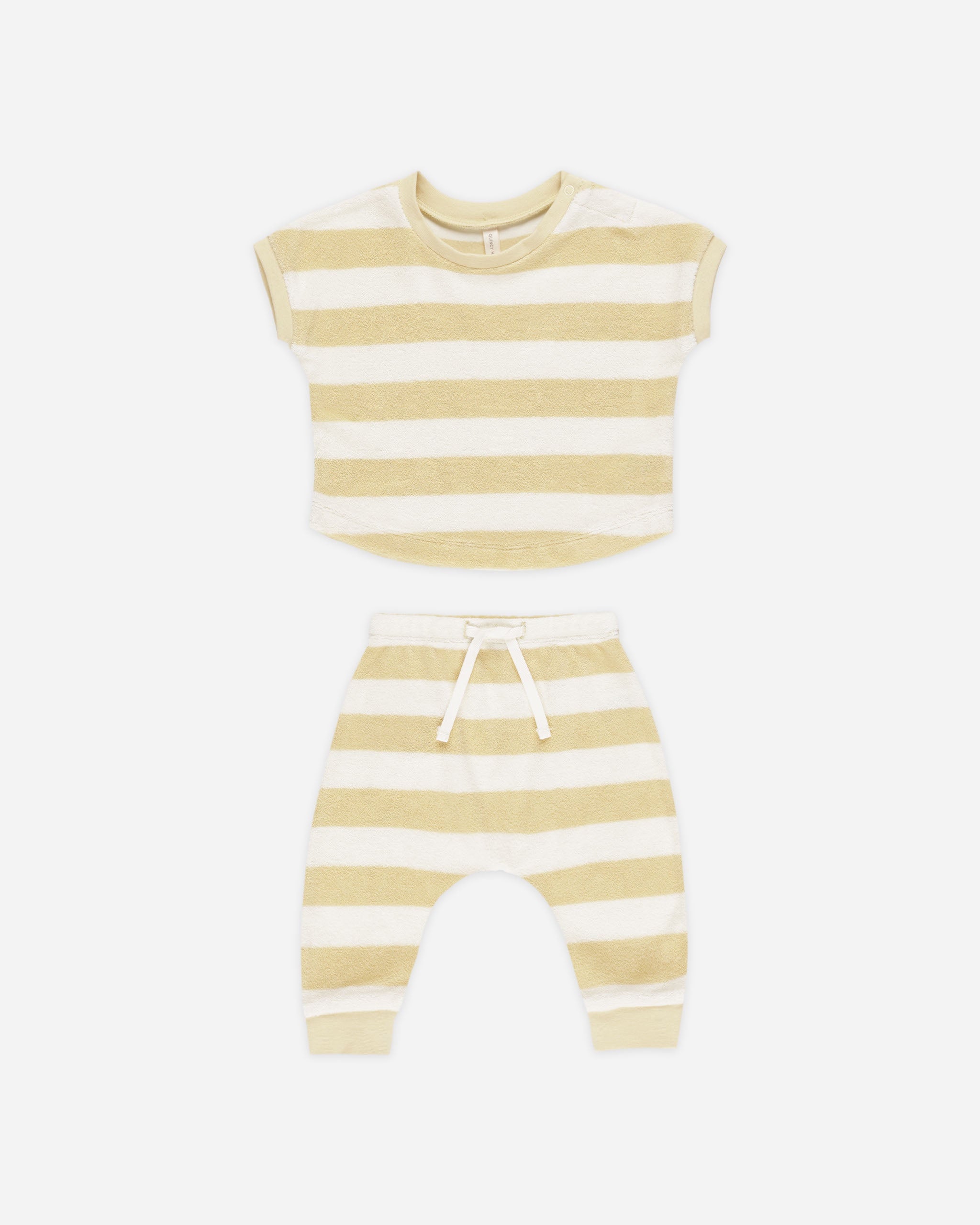 Quincy Mae TERRY TEE + PANT SET || YELLOW STRIPE