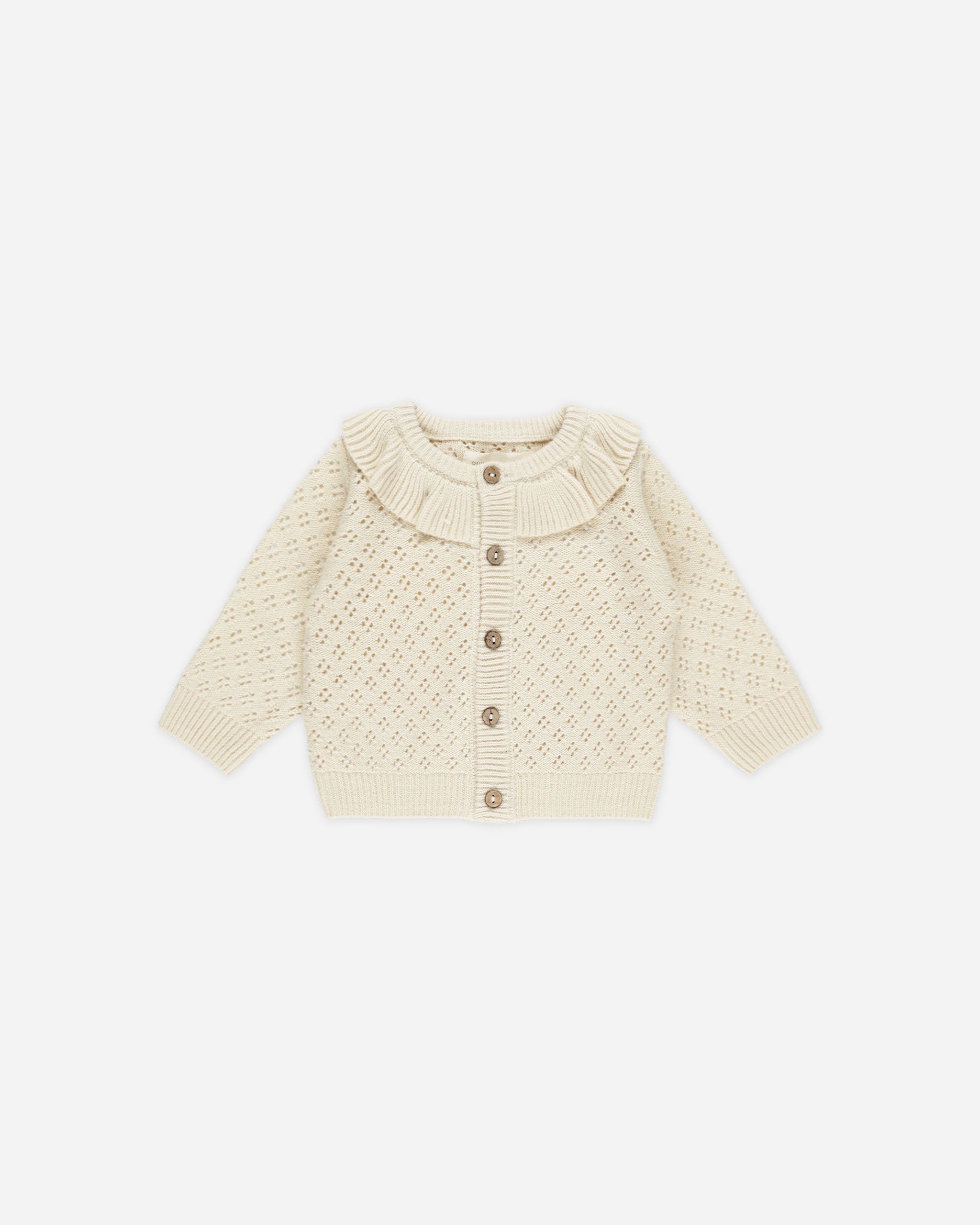 Quincy Mae RUFFLE COLLAR CARDIGAN || NATURAL