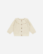 Load image into Gallery viewer, Quincy Mae RUFFLE COLLAR CARDIGAN || NATURAL
