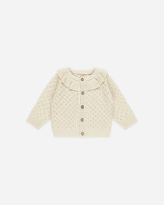 Quincy Mae RUFFLE COLLAR CARDIGAN || NATURAL