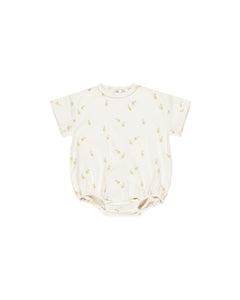 Quincy Mae RELAXED SHORT SLEEVE BUBBLE ROMPER LEMONS