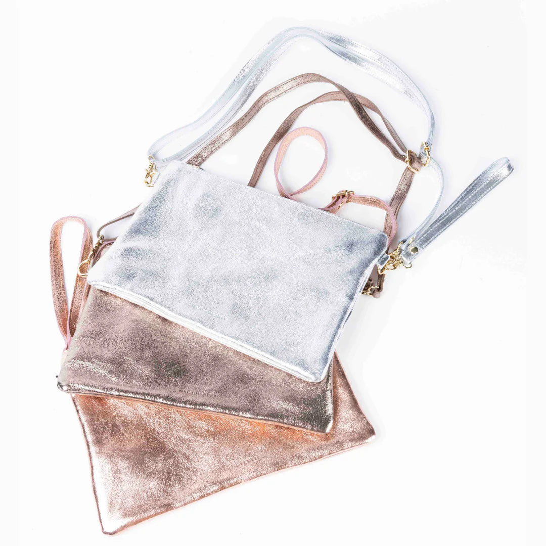 MAISON FANLI - Metallic Leather Crossbody - SILVER