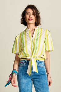 POM Stripped Lemon Blouse