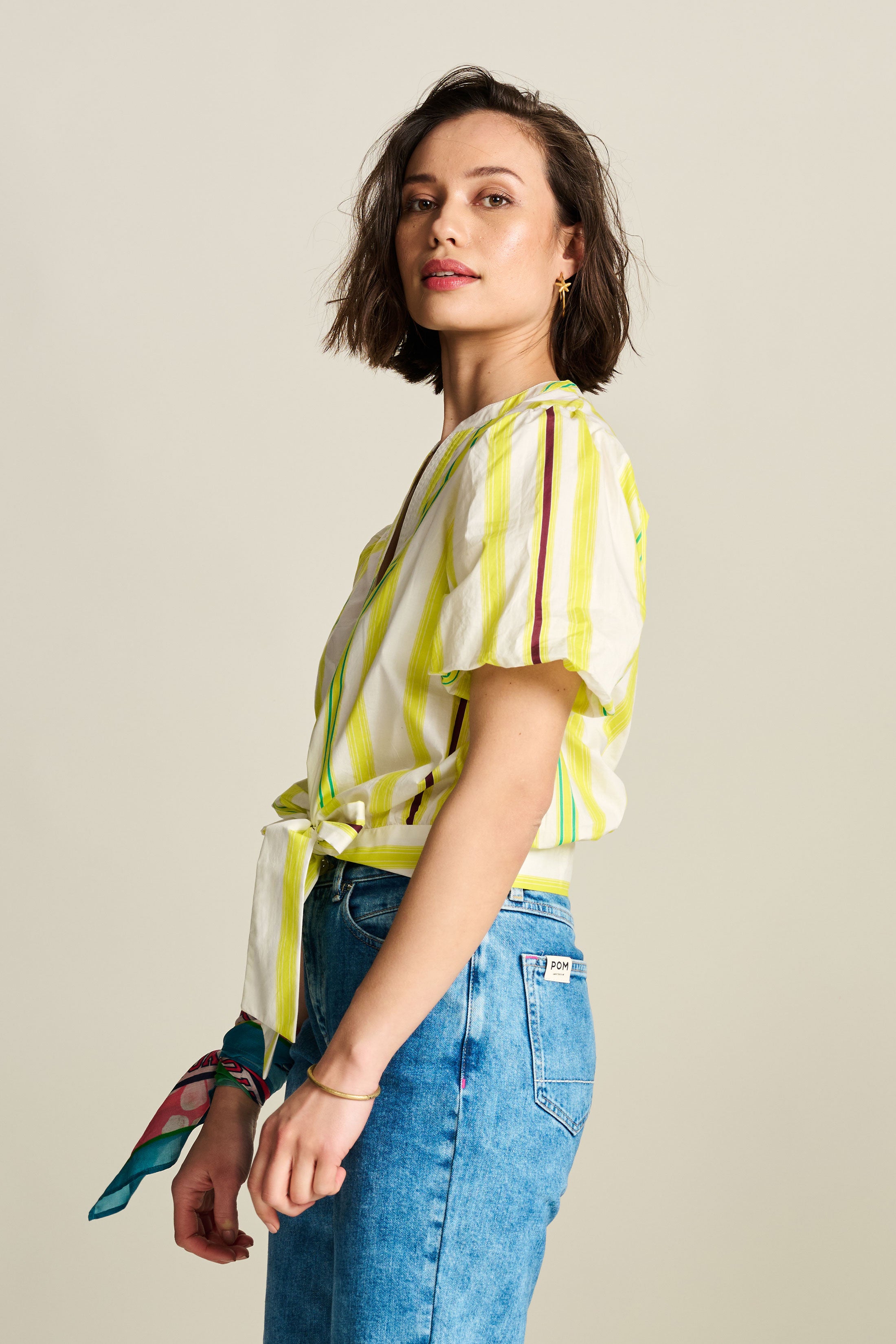 POM Stripped Lemon Blouse