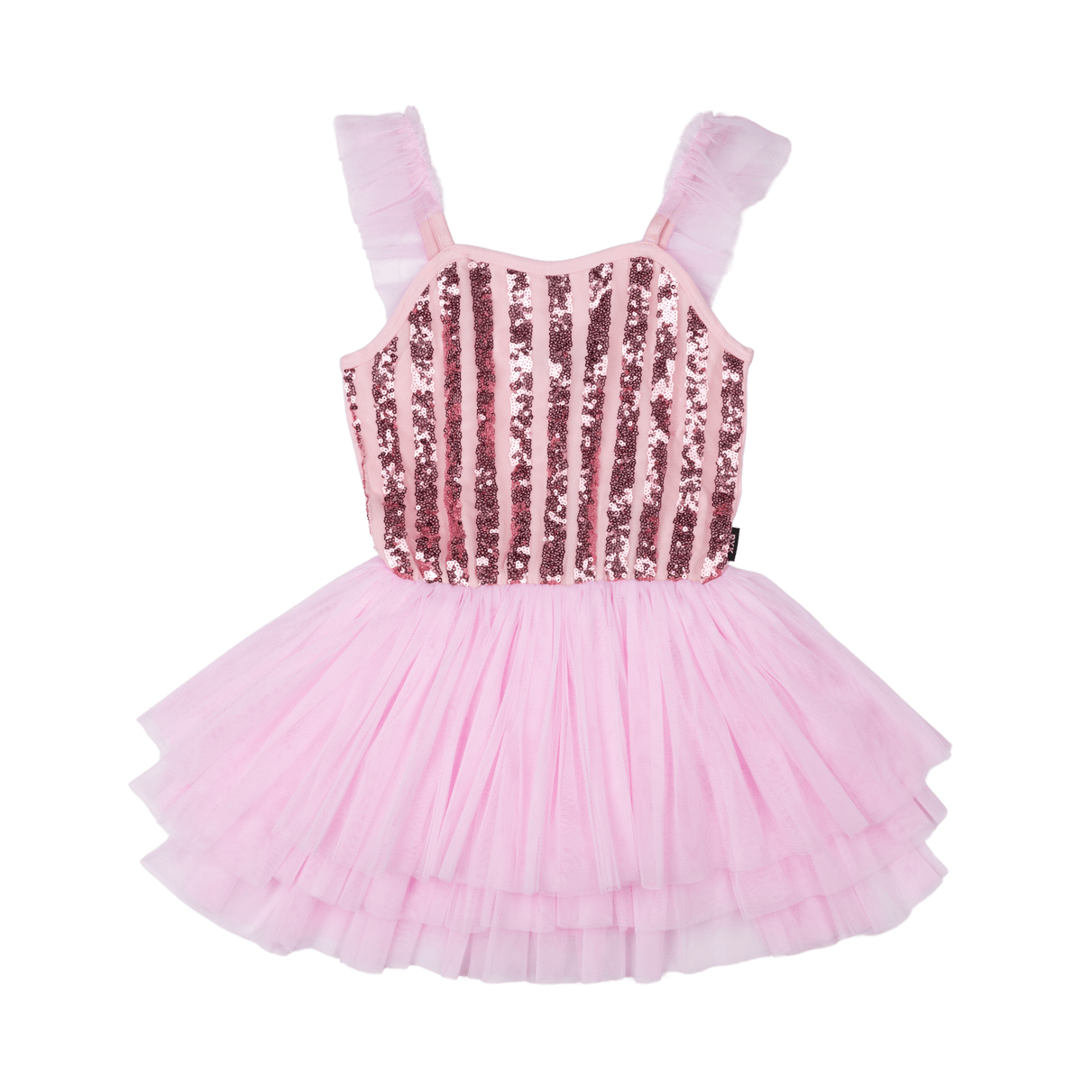 PINK STRIPE SEQUIN TULLE LEOTARD DRESS