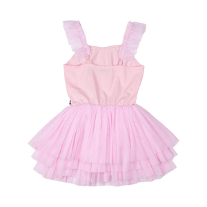 PINK STRIPE SEQUIN TULLE LEOTARD DRESS