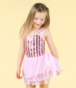 Load image into Gallery viewer, PINK STRIPE SEQUIN TULLE LEOTARD DRESS
