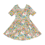 Load image into Gallery viewer, EMBROIDERED UNICORNS MABEL WAISTED DRESS
