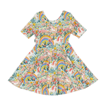 Load image into Gallery viewer, EMBROIDERED UNICORNS MABEL WAISTED DRESS
