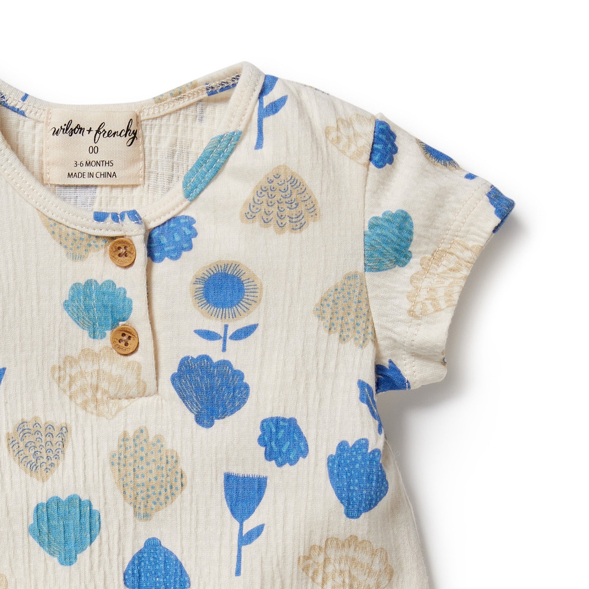 WILSON & FRENCHY Ocean Breeze Crinkle Henley Playsuit