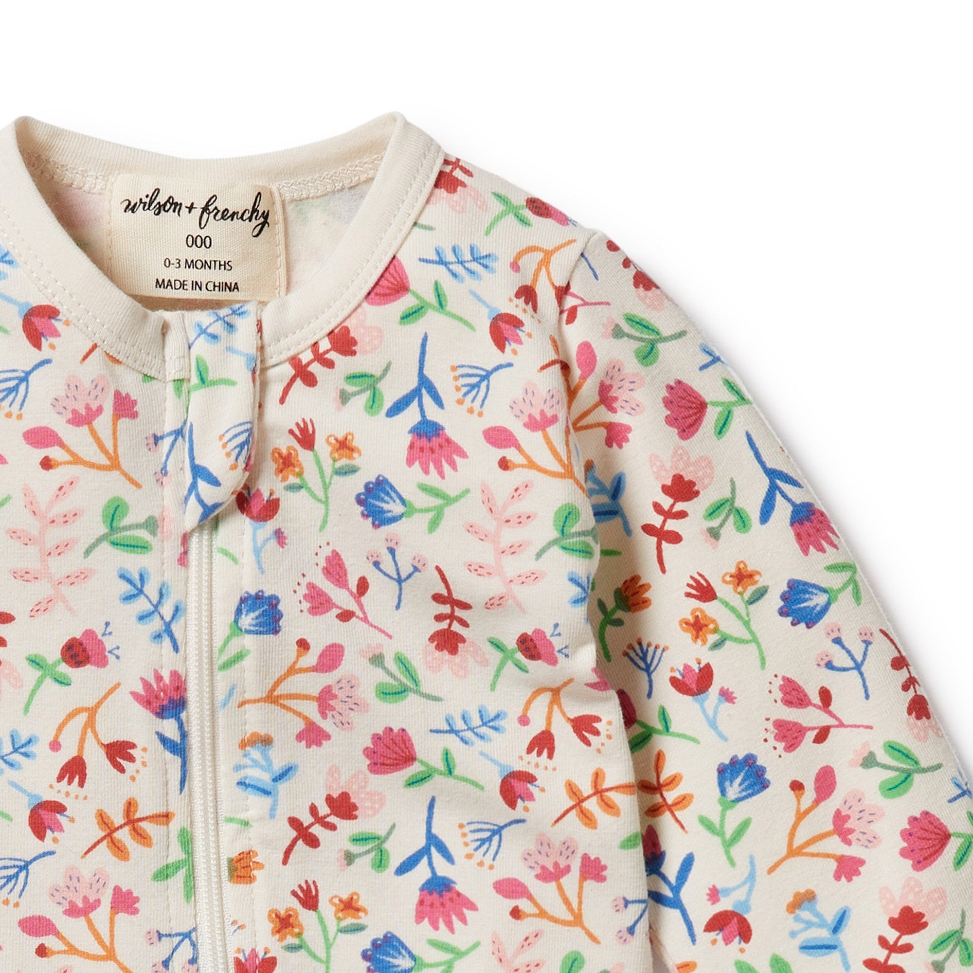 WILSON & FRENCHY Tropical Garden Organic Zipsuit with Feet