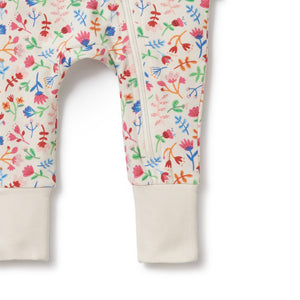 WILSON & FRENCHY Tropical Garden Organic Zipsuit with Feet