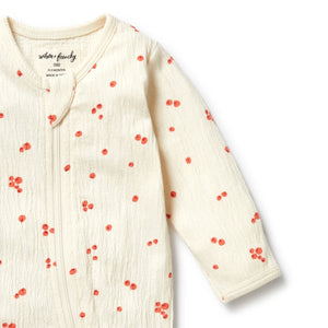 Jolly Holly Organic Crinkle Zipsuit with Feet