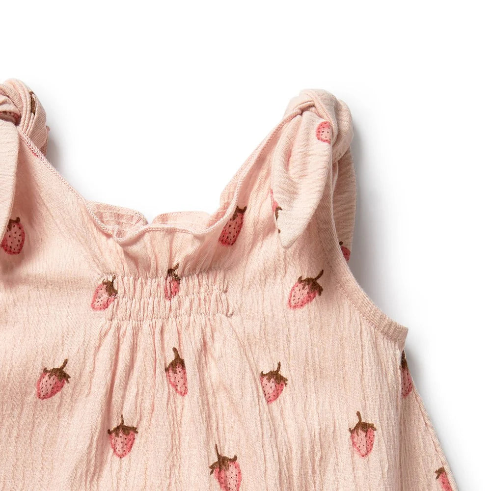 Strawberry Kisses Organic Tie Playsuit