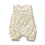 Load image into Gallery viewer, Lemon Leaf Organic Ruffle Zipsuit
