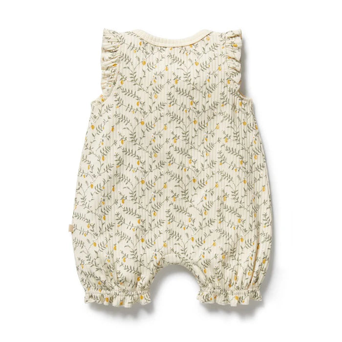 Lemon Leaf Organic Ruffle Zipsuit