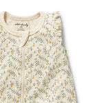 Load image into Gallery viewer, Lemon Leaf Organic Ruffle Zipsuit
