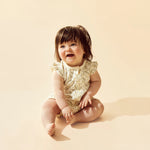 Load image into Gallery viewer, Lemon Leaf Organic Ruffle Zipsuit
