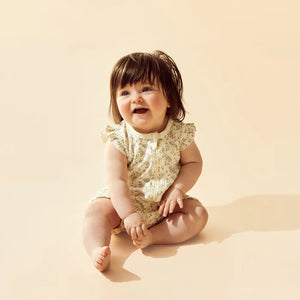 Lemon Leaf Organic Ruffle Zipsuit