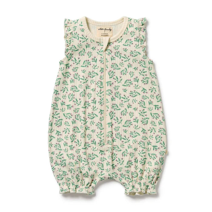 Periwinkle Organic Ruffle Zipsuit