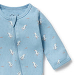 Load image into Gallery viewer, Sunny Seagulls Organic Pointelle Zipsuit with Feet
