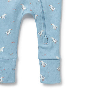 Sunny Seagulls Organic Pointelle Zipsuit with Feet