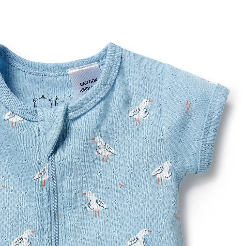 Sunny Seagulls Organic Pointelle Boyleg Zipsuit