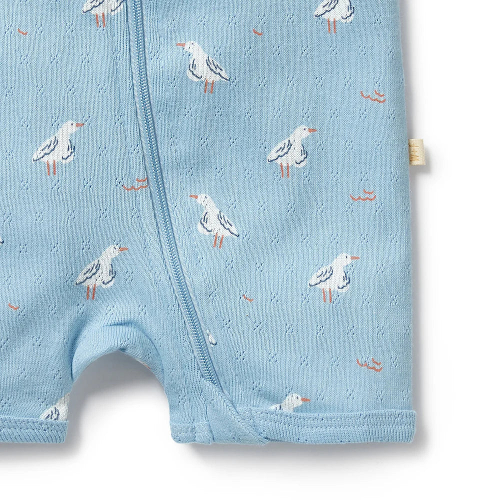 Sunny Seagulls Organic Pointelle Boyleg Zipsuit