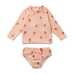 Load image into Gallery viewer, Strawberry Kisses Cutwork Rashie Swimset
