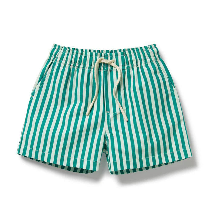 Green Bean Stripe Swim Board Short