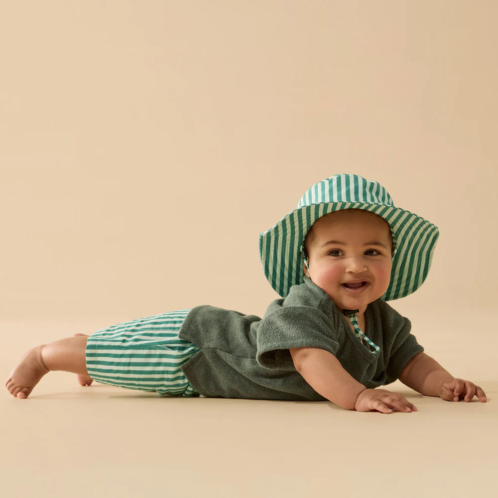 Green Bean Stripe Swim Board Short