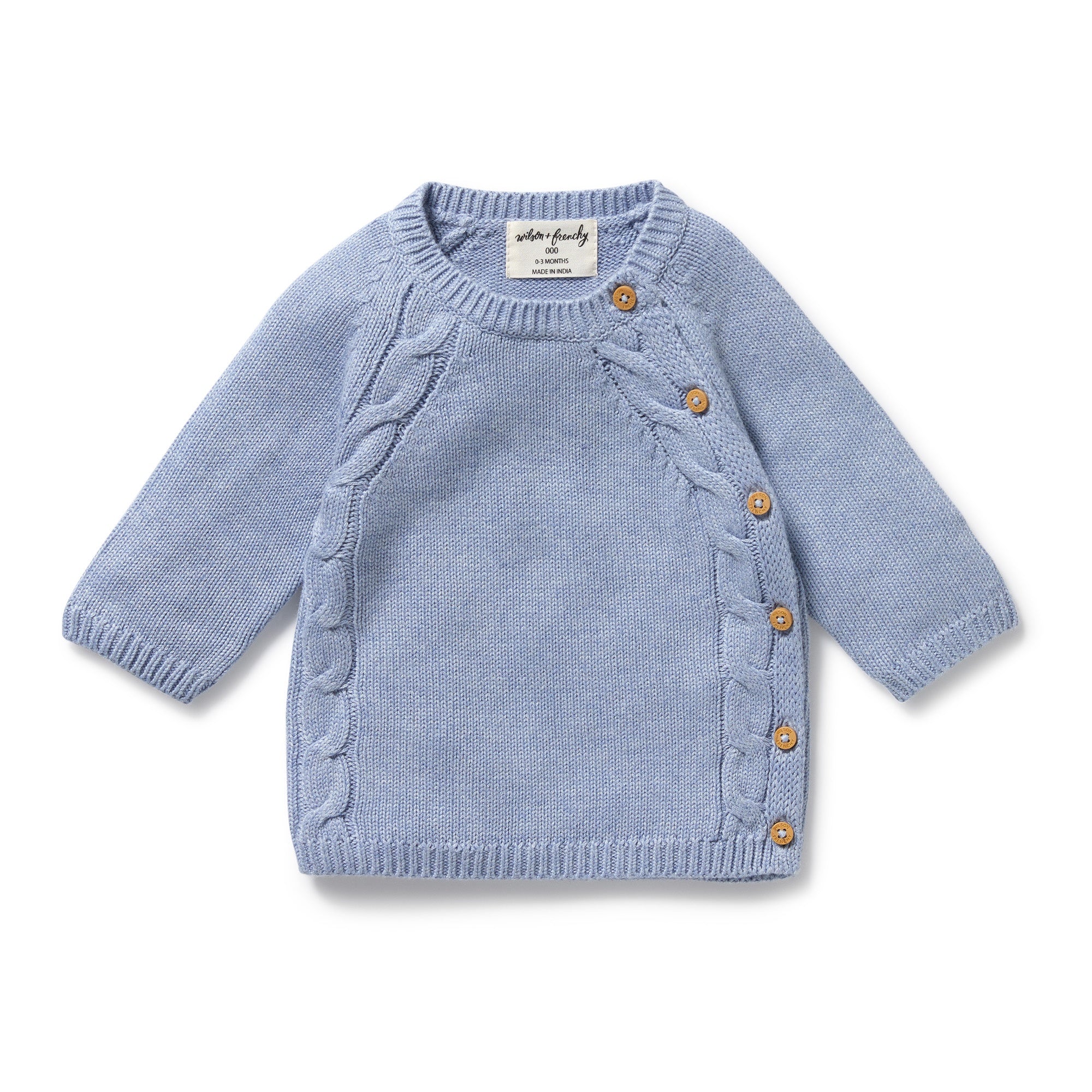 WILSON & FRENCHY - Blue Speckle Organic Knitted Kimono Cardigan