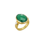 Load image into Gallery viewer, MURKANI - Wandering Soul Green Onyx &amp; Pearl Ring - Gold
