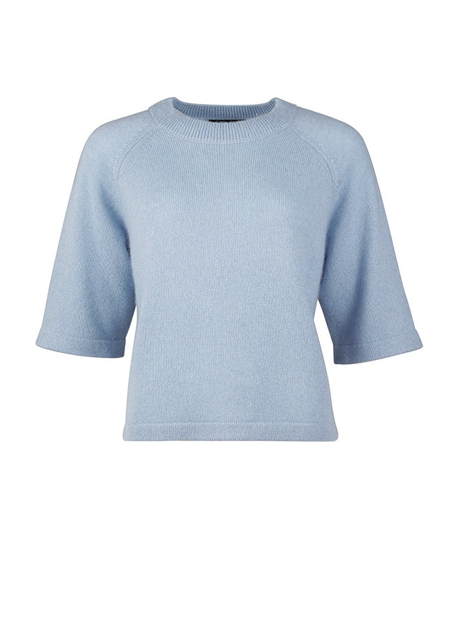 Brushed Pure Cashmere Top | Pale Blue