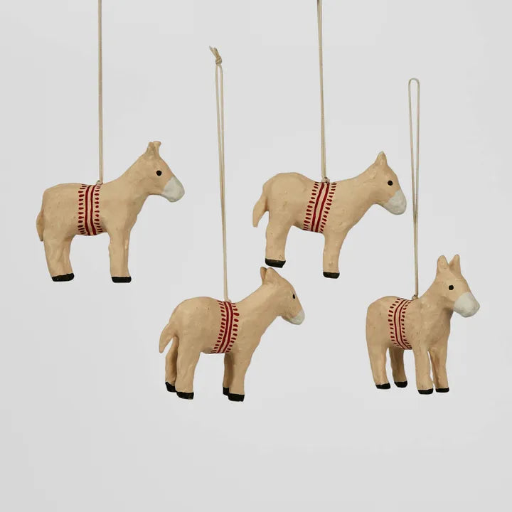 Mache Donkey Hanging Ornament