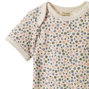 NATURE BABY - Chamomile Blooms Print Short Sleeve Body Suit