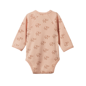 Nature Baby - Kimono body suit l/s Elephant rose dust print