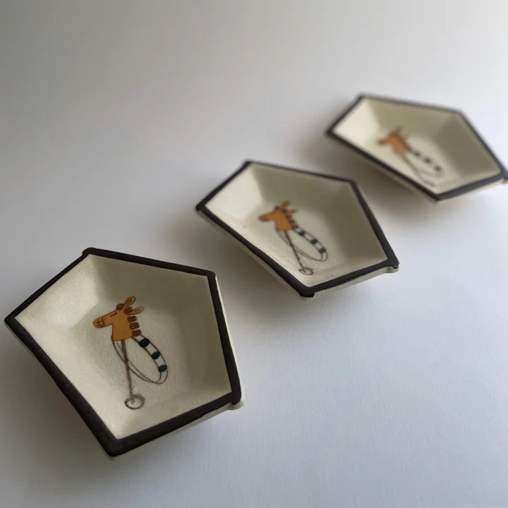 Vintage Japanese ceramic plate set | Horse