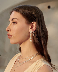 MURKANI - Aphrodite Goddess Large Pearl  Earrings in Sterling Silver