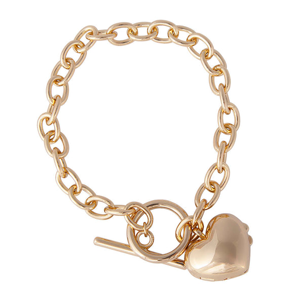 Vintage 9ct Rose Gold Heart Locket Bracelet 18.5cm (Engraved RSB) #60454 -  Monty's