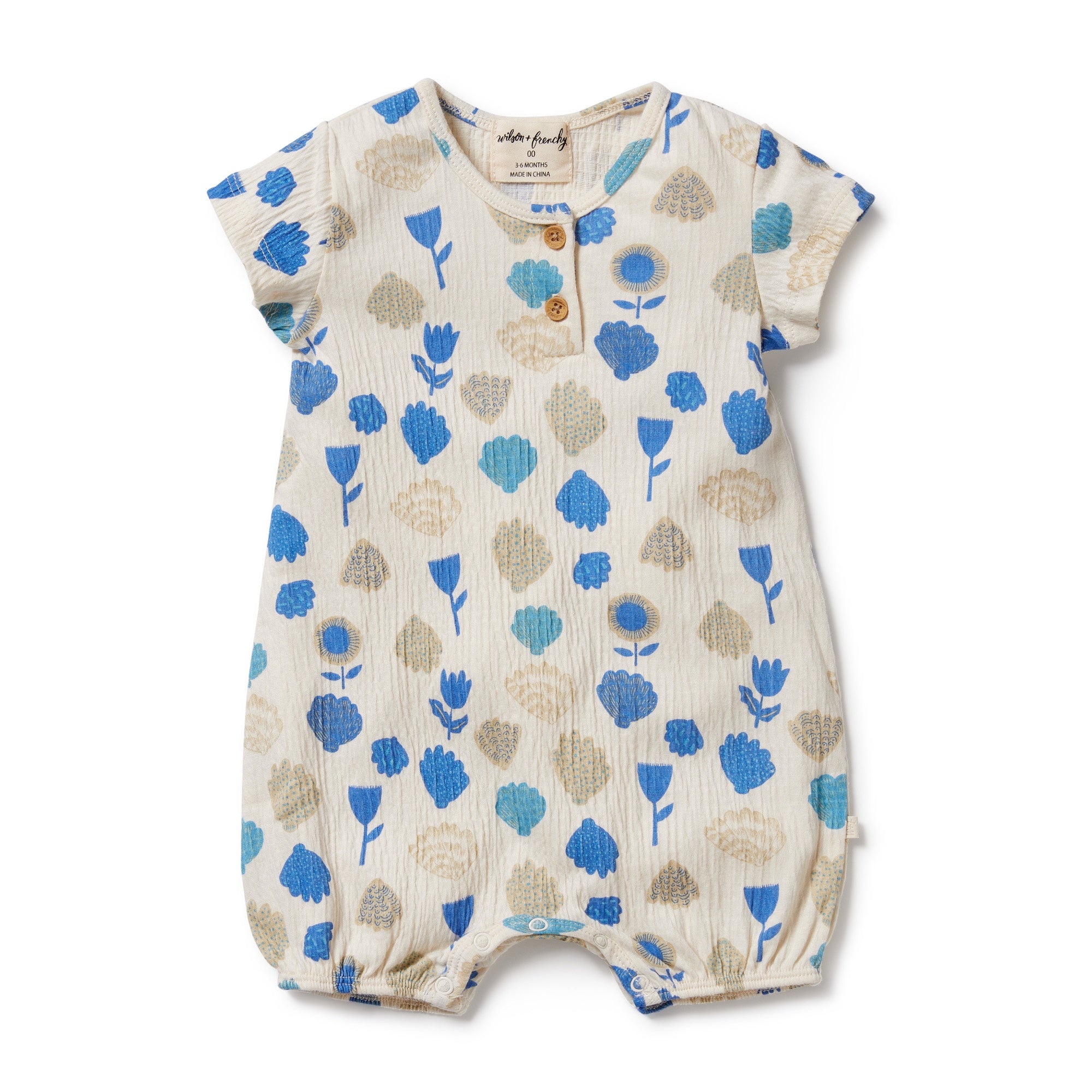 WILSON & FRENCHY Ocean Breeze Crinkle Henley Playsuit