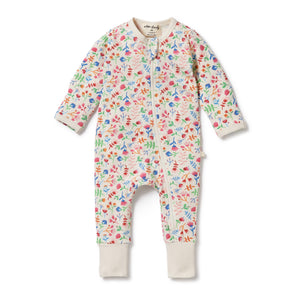 WILSON & FRENCHY Tropical Garden Organic Zipsuit with Feet