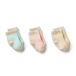 WILSON & FRENCHY - Organic 3 Pack Baby Socks (mint)